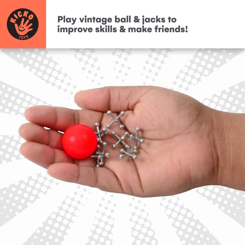 Kicko Metal Jacks Set - 12 Sets per Order - Metallic Jacks and Bouncy Ball Set - for Party Favors, Game Prizes, Kids' Activities, Loot Bag Fillers, Halloween, Easter, Birthday Parties - Image 4